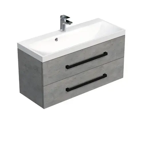 Kúpeľňová skrinka s čiernou úchytkou a umývadlom SAT Cube Way 100x53x40 cm betón mat CUBE2C100ZBE
