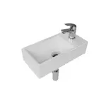 Kúpeľňový set pravého závesného umývadla Brevis 40,5 cm, pákové batérie, sifónu, prietočnej zátky a roháčikov KSETBRE2P