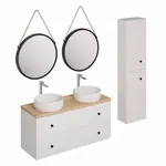 Kúpeľňová zostava s umývadlom vrátane umývadlovej batérie, vtoku a sifónu Naturel Forli biela KSETFORLI5