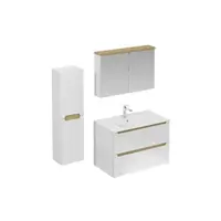 Kúpeľňová zostava s umývadlom vrátane umývadlovej batérie, vtoku a sifónu Naturel Stilla biela lesk KSETSTILLA004