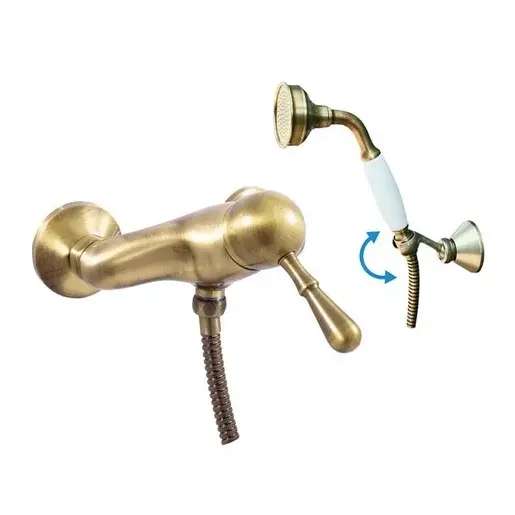 Sprchová batéria RAV Slezák LABE so sprchovacím setom 150 mm stará mosadz L081.5/2SM