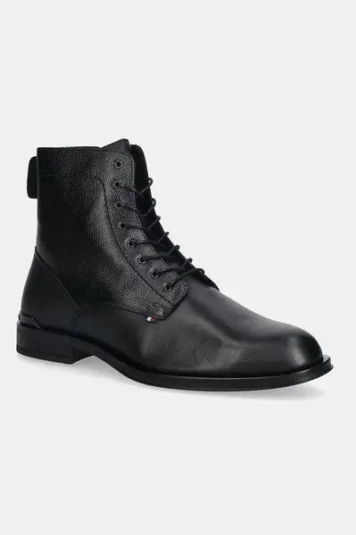Kožené topánky Tommy Hilfiger CORPORATE HILFIGER LTH ZIP BOOT