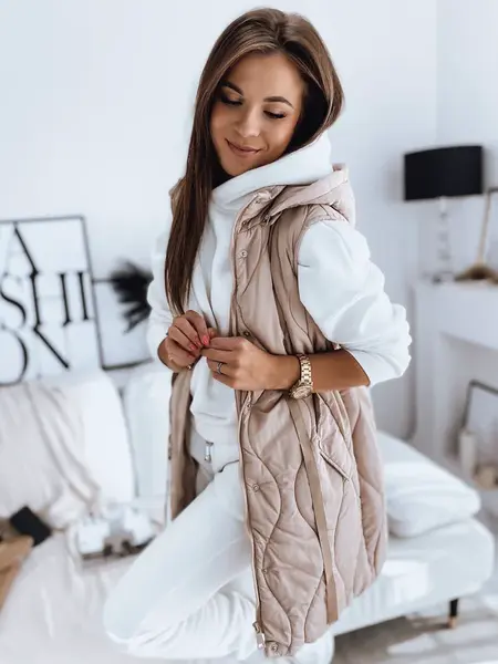 Dámska prešívaná vesta WELIA béžová Dstreet