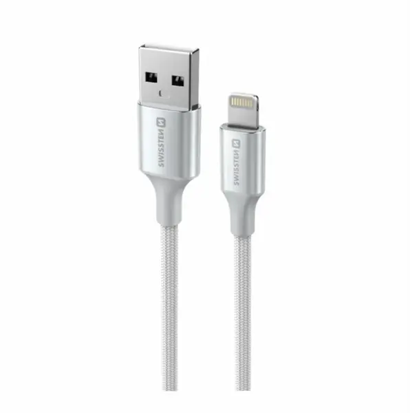 Swissten Textile II USB/Lightning, 1,5m bílá