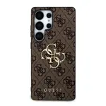 Zadní kryt Guess PU 4G Metal Logo pro Samsung Galaxy S25 Ultra, hnědá