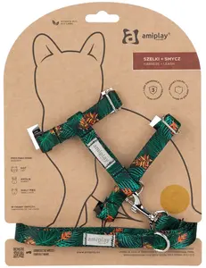 Amiplay Kšíry pro kočku s vodítkem BeHappyCat Jungle - S