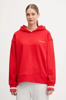 Mikina Calvin Klein Performance dámská, červená barva, s kapucí, hladká, LVGWF5W309