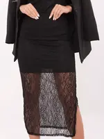 Čierna čipkovaná midi sukňa