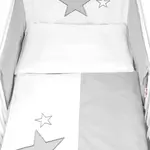Baby Nellys Mantinel s povlečením Baby Stars - šedý vel.  135x100 cm