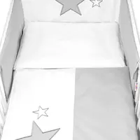 Baby Nellys Mantinel s povlečením Baby Stars - šedý vel.  135x100 cm