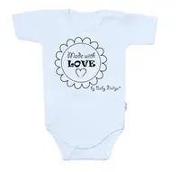 Baby Nellys Body krátký rukáv Made with love,  světle modré vel.  74