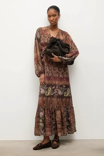 Šaty Answear.LAB hnědá barva, maxi