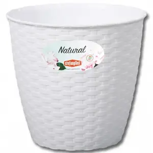 Obal na kvety NATURAL plastový 14x13 cm biely