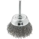 Kefa hrnčeková, 50 mm, so stopkou 6 mm, vlnitý oceľový drôt, Drel