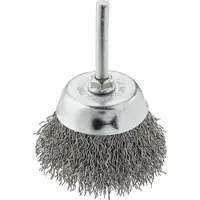 Kefa hrnčeková, 50 mm, so stopkou 6 mm, vlnitý oceľový drôt, Drel