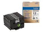 Brother HGE-M931V5, 12mm x 8m, černý tisk / stříbrný podklad, originální páska, 5ks