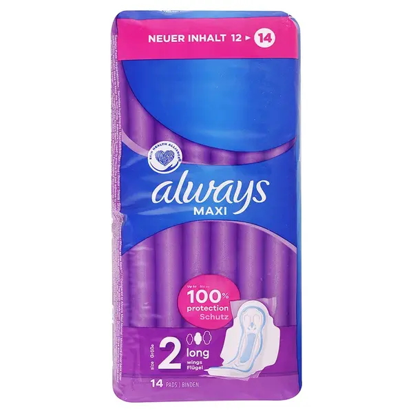 Always hygienické vložky Maxi Long 2 s křidélky 14 ks
