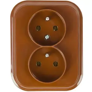 Zásuvka 2-násob. 2X2P+Z(CZ) ECO hnědá BPT