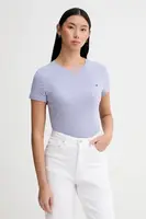 Bavlněné tričko Tommy Jeans dámské, růžová barva, DW0DW20459