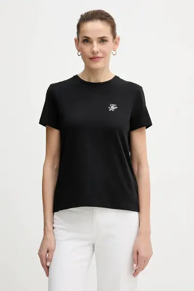 Tričko Tommy Hilfiger dámské, černá barva, WW0WW47809