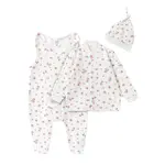 MBaby Bavlněná 3D sada, dupačky s košilkou + čepička, Amélie, bílá/růžová