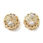 Brass Micro Pave Clear Cubic Zirconia Beads