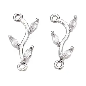 Brass Clear Cubic Zirconia Branch Links Connectors