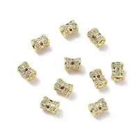 Brass Micro Pave Cubic Zirconia Beads