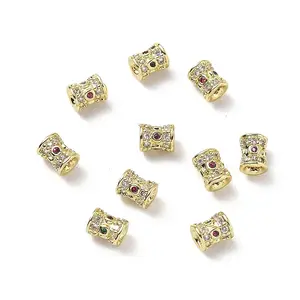 Brass Micro Pave Cubic Zirconia Beads
