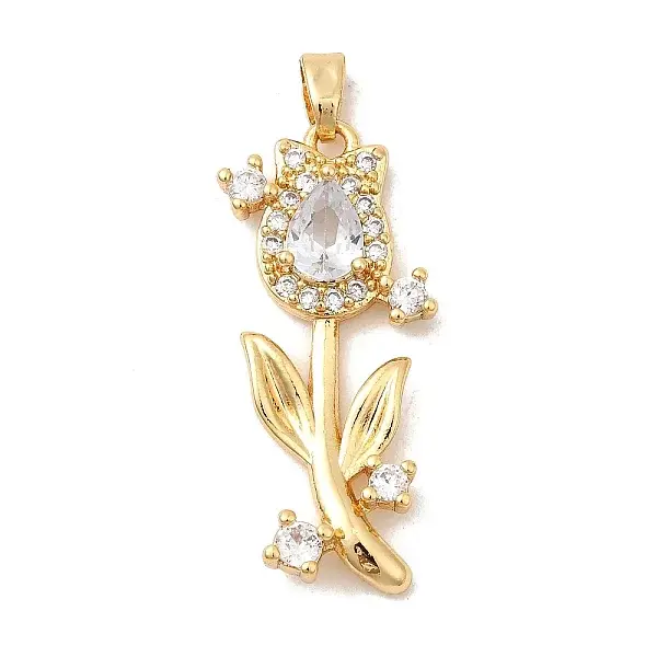 Brass Micro Pave Cubic Zirconia Pendants