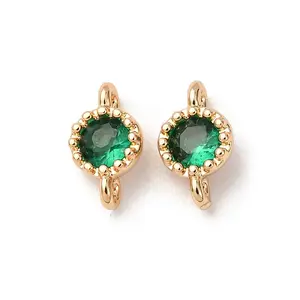 Brass Pave Green Cubic Zirconia Connector Charms