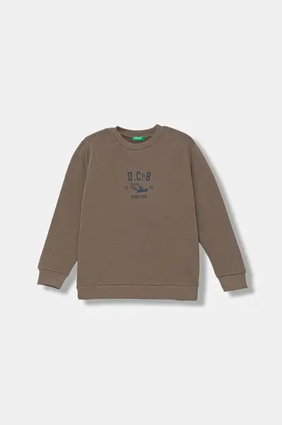 Dětská mikina United Colors of Benetton hnědá barva, s potiskem, 3EB5C10R5