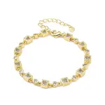 Brass Micro Pave Clear Cubic Zirconia Link Chain Bracelets for Women