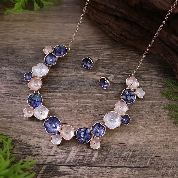 Flower Alloy Enamel Jewelry Set