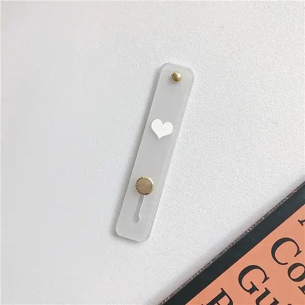 Rectangle with Heart Pattern Silicone Phone Strap Grip Holder Finger