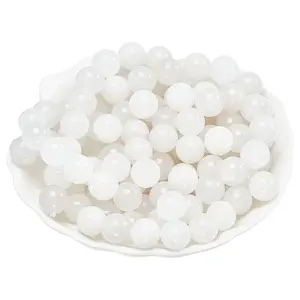 Round Natural White Jade Beads Strands