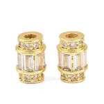 Brass Micro Pave Clear Cubic Zirconia Beads