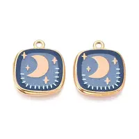 Printed Style 304 Stainless Steel Square Pendants