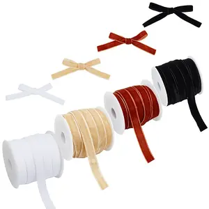 40 Yards 4 Colors Single Face Velvet Ribbon with 4Pcs Plastic Empty Spools