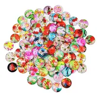 Flower Printed Glass Cabochons