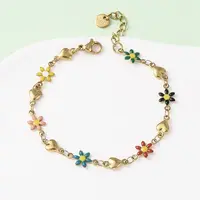Flower & Heart 304 Stainless Steel Link Bracelets for Women