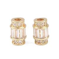 Brass Micro Pave Clear Cubic Zirconia Beads