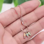 3-Fish & Fishhook Brass with Opal Pendant Necklaces
