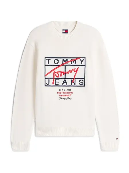 Tommy Jeans Sveter  námornícka modrá / červená / čierna / biela