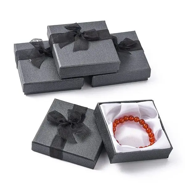 Bowknot Organza Ribbon Cardboard Bracelet Bangle Gift Boxes