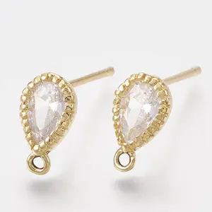 Brass Cubic Zirconia Stud Earring Findings