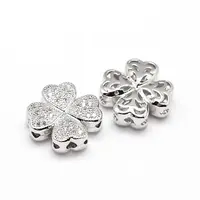 Clover Brass Micro Pave Cubic Zirconia Beads