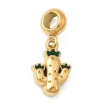 304 Stainless Steel Green Enamel European Dangle Charms