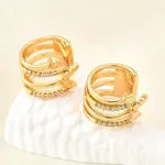 Brass Micro Pave Clear Cubic Zirconia Cuff Earrings