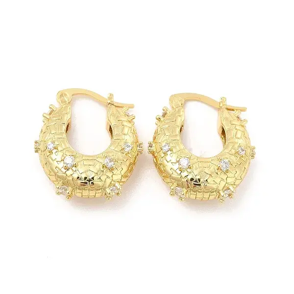 Clear Cubic Zirconia Thick Hoop Earrings